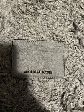Michael Kors Metallic Silver Leather Card & Key Holder